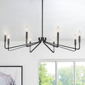 38" Black Chandeliers for Dining Room, 8-Light Modern Farmhouse Candle Style by ACANER