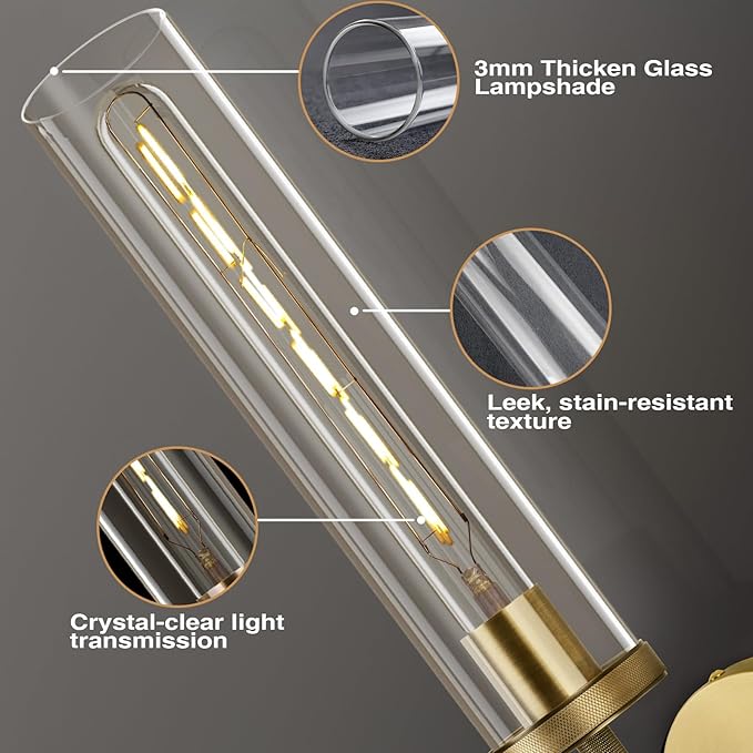 Brass Wall Sconces Set of Two, 19.48" Modern Wall Lighting - Image 7