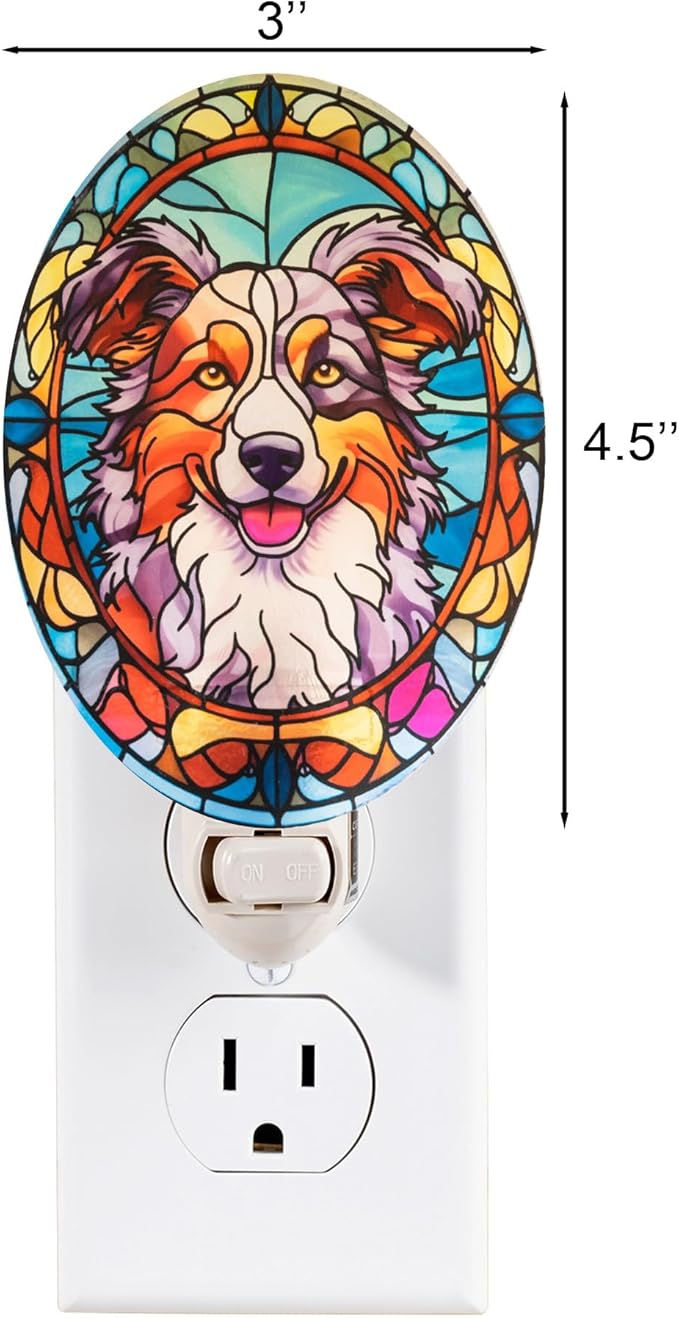 Stained Glass Styled Border Collie Night Light – Real Glass Plug-in Dog Night - Image 7