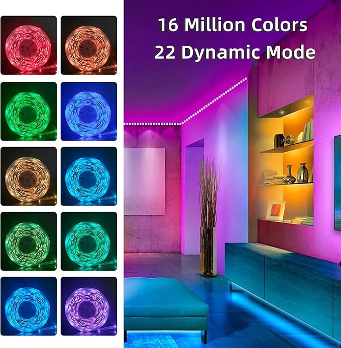 200FT Smart LED Strip Lights, RGB Strip Lights Sync to Music - Image 2