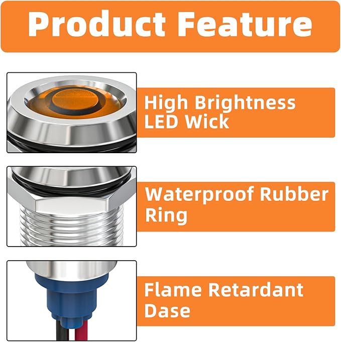 GASHER 5 PCS Energy Saving Indicator Light, LED Light 12V/24V/110V 20mA Panel - Image 4