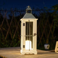 Bdor 26in Farmhouse White IP65 Waterproof Wood Metal Decorative Lanterns by Bdor