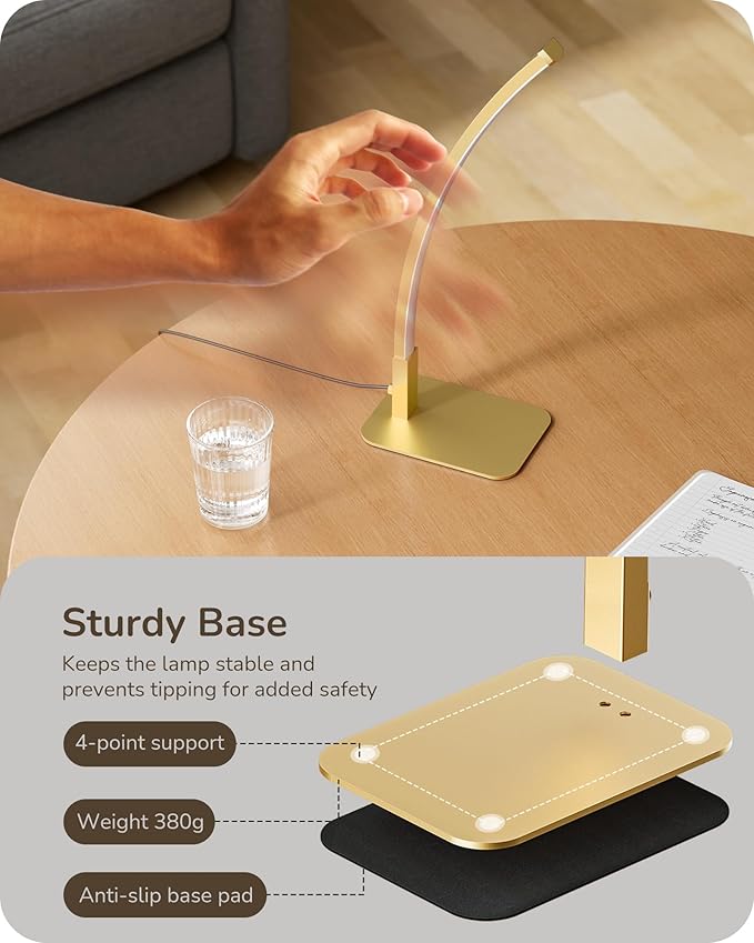 EDISHINE Curved LED Table Lamp, Modern Bedside Lamp - Image 6