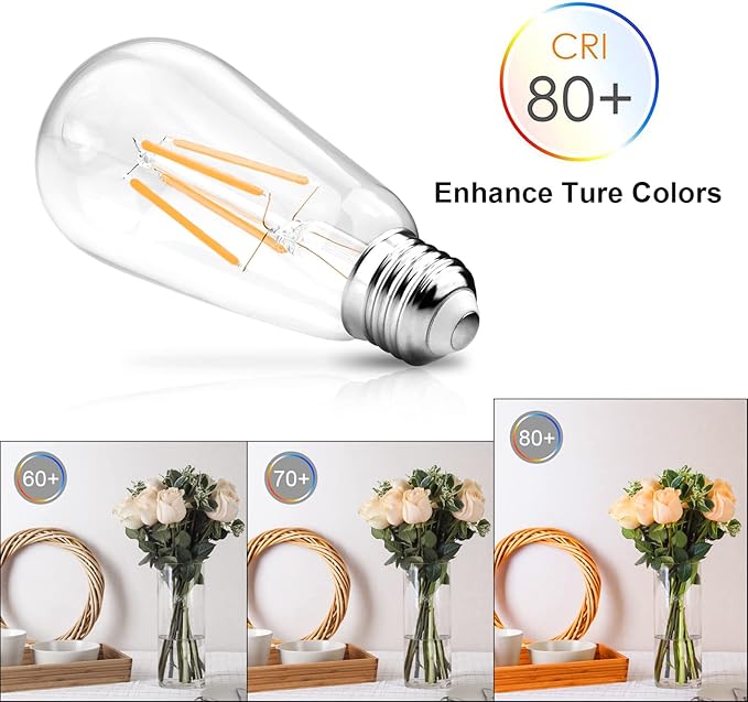 Ascher Dimmable Vintage LED Edison Bulbs, Equivalent 60W, Warm White 2700K - Image 7