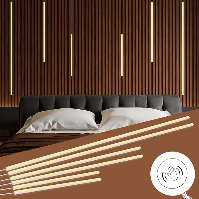 LED Recessed Lighting Kit, 6 Pack Self-Adhesive COB LED Light Bar, Warm White - Image 2