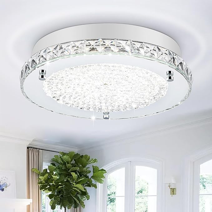 Crystal Flush Mount Ceiling Light Fixture 13.8" Hallway Lighting Fixtures by Auffel