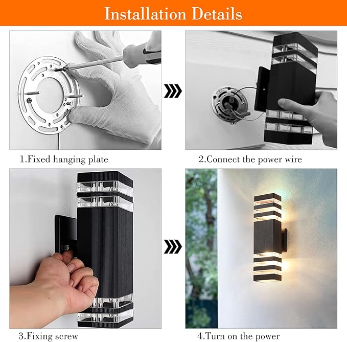 6 Pack Up and Down Wall Lights, 14W IP65 3000K 1100LM Warm White, Aluminum - Image 7