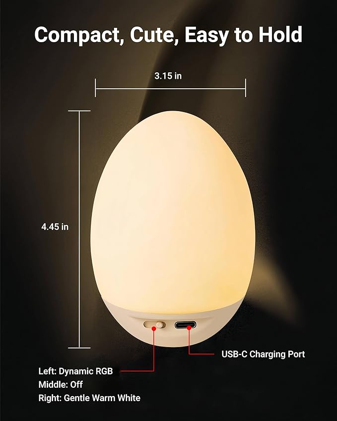 Egg Baby Night Light for Nursery & Breastfeeding – Portable Touch Light - Image 8