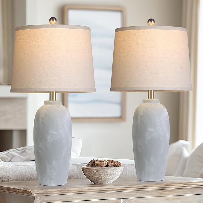 25“ Jar Table Lamps Set of 2, Ceramic Bedside Lamps by MouvovoLighting