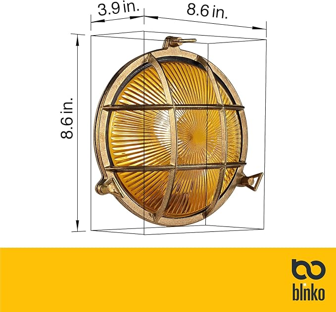 BLINKO Nautical Brass Bulkhead Wall Light, Vintage Retro Wall Sconce, - Image 7