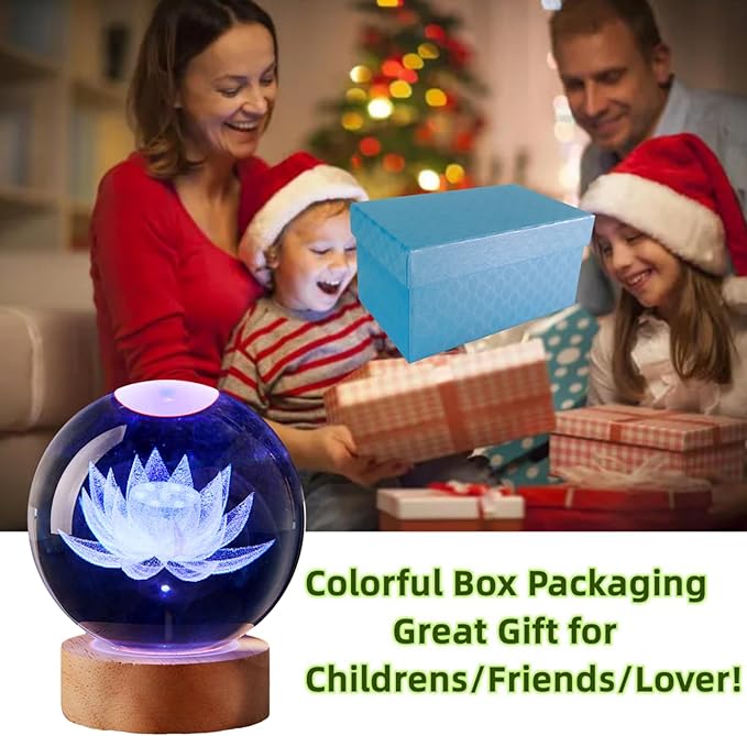 Large Lotus Crystal Ball Night Light - Image 4