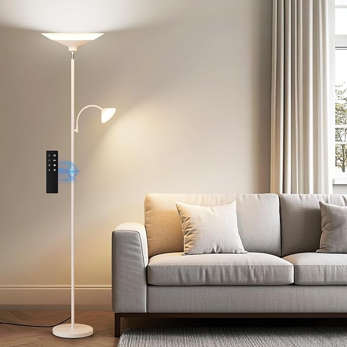 Upgraded 2-Light Torchiere Floor Lamp - 34W Color Changing Standing Lamp by SIBRILLE