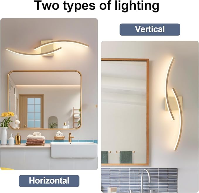 31.5 inch Modern Bathroom Vanity Light Gold Lights Fixtures Dimmable 5CCT Led - Image 6