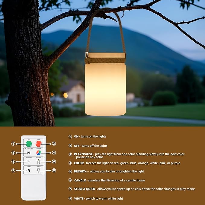 uuffoo LED Lamp Lantern Table Lamp Cordless Shower Lamp IP44 RGB and Warm White - Image 3