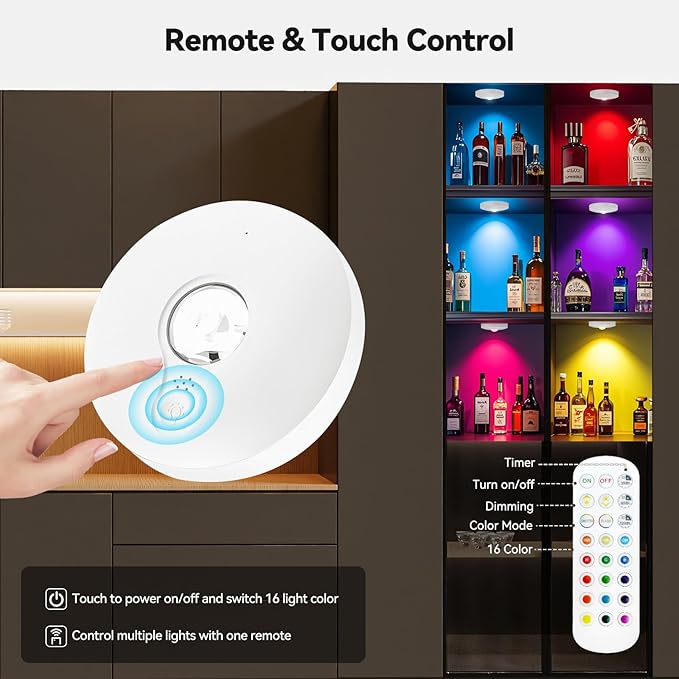 Rechargeable Puck Lights with Remote, 12 Pack Magnetic Under Cabinet Lighting - Image 4