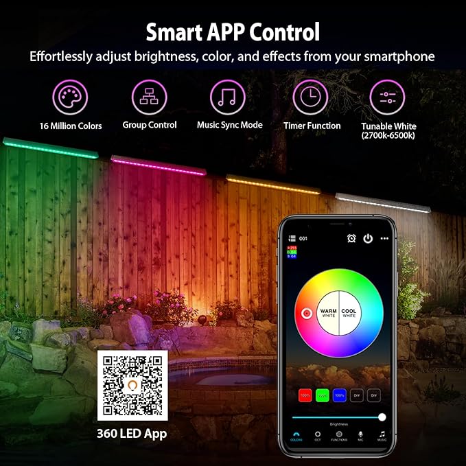 Smart LED Wall Washer Light, 168W RGB+CW Smart Bar Lights - Image 4