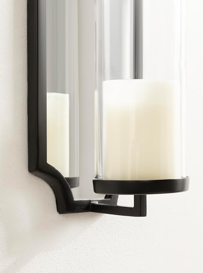 Kate and Laurel Ciel Glam Mirrored Wall Sconce, Modern Scalloped Candle Holder - Image 5