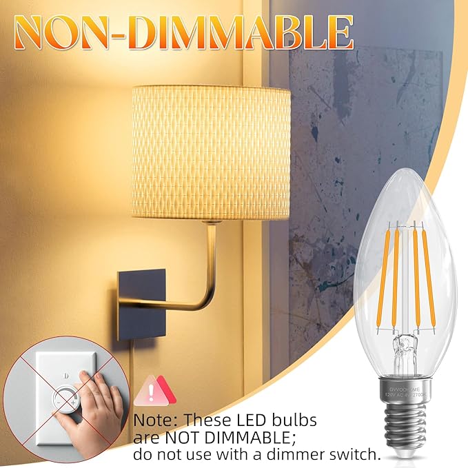 E12 Candelabra Bulb 40 watt Equivalent, E12 LED Bulb Non-Dimmable Chandelier - Image 4