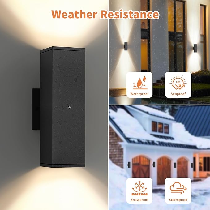 Dusk to Dawn Outdoor Lighting, LED Square Up and Down Outdoor Sconce Lights - Image 4