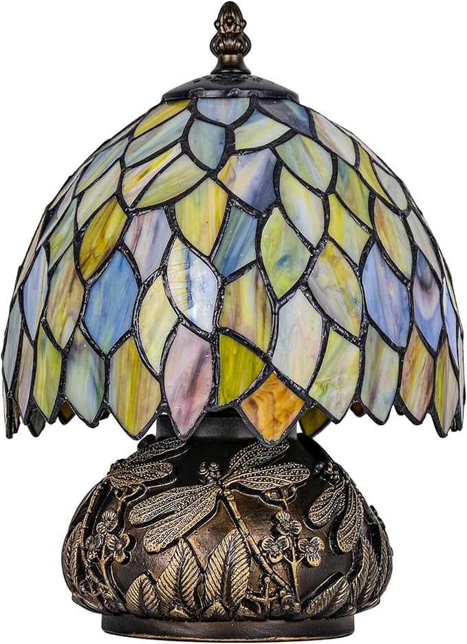 Tiffany Style Table Lamp, Stained Glass Gradient Green Wisteria Desk Lamp by GILGGAK
