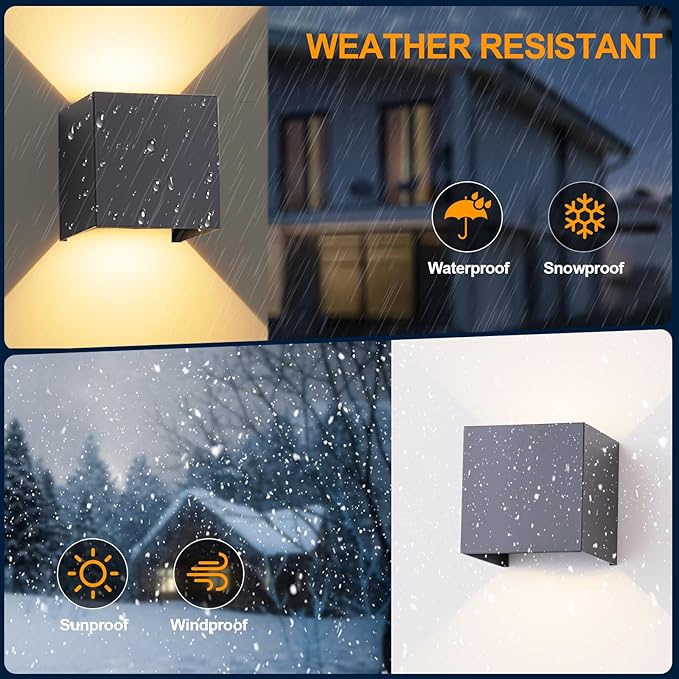 4 Pack Outdoor Wall Sconces Exterior/Interior LED Wall Lights, Square Modern - Image 4