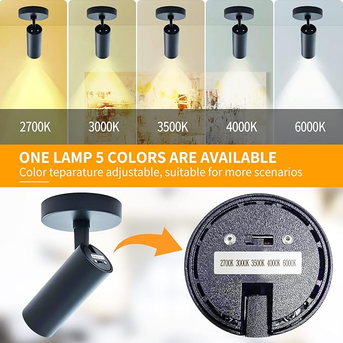 Spotlight 1 Pack 12W Spot Light Indoor 5CCT 2700K-6000K Selectable Dimmable LED - Image 3