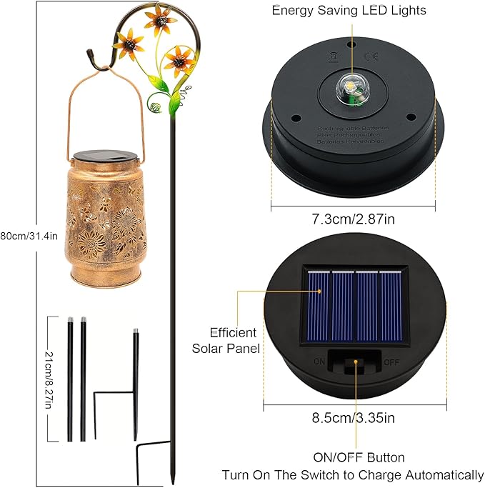 2 Pack Sunflower Solar Lanterns Garden Decor, Christmas Gifts - Image 4