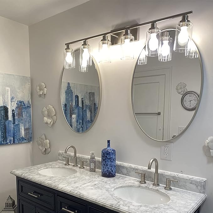 MELUCEE Modern Bathroom Vanity Light Fixtures 6-Light Brushed Nickel - Image 2