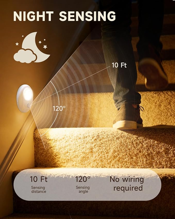 Stair Lights Indoor, 3 Color Rechargeable Night Light, Wireless Motion Sensor - Image 2