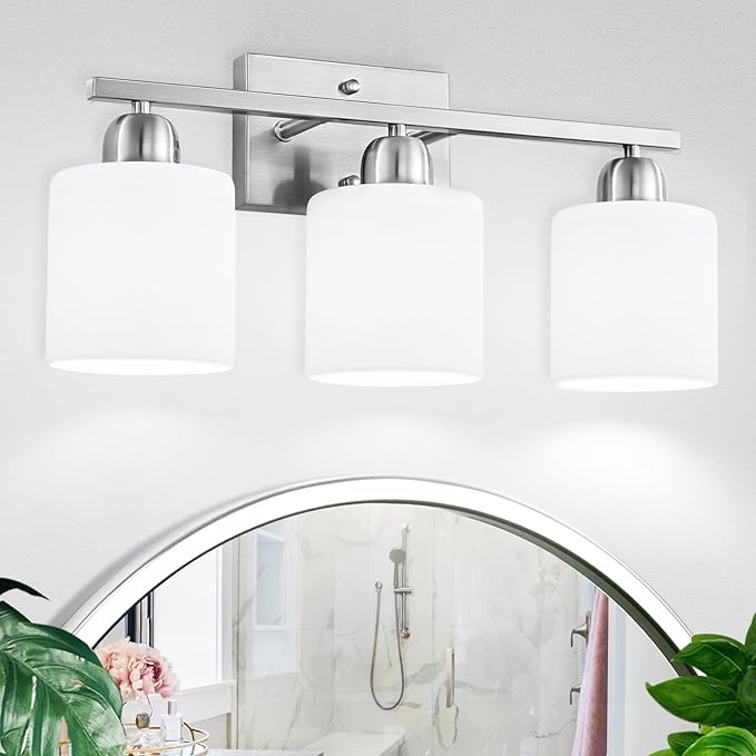 Brushed Nickel Bathroom Light Fixture, 3 Light Vanity Lights by FAISHILAN
