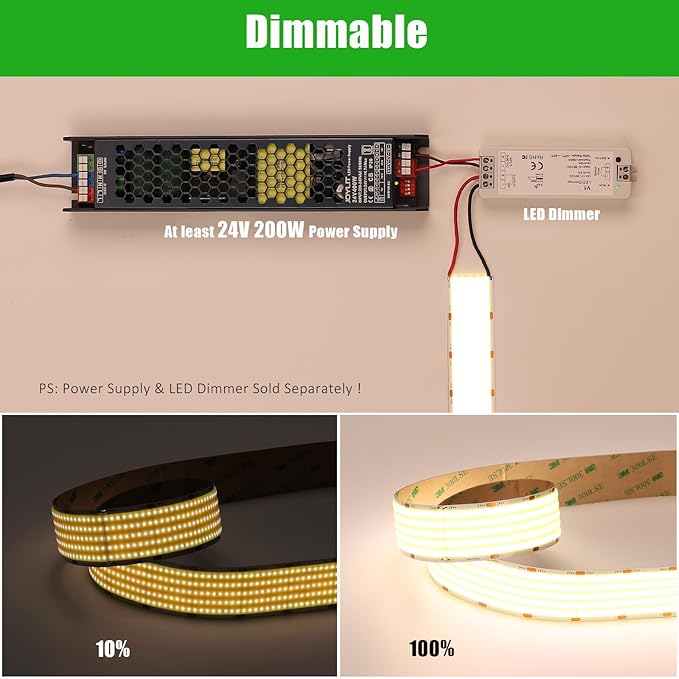 JOYLIT 30MM Wide COB LED Strip Lights 24V Natural White 4000K 16.4FT/5M - Image 6