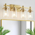 4 Light Brushed Brass Vanity Light Over Mirror, Vintage Wall Sconce by AIXIALIN
