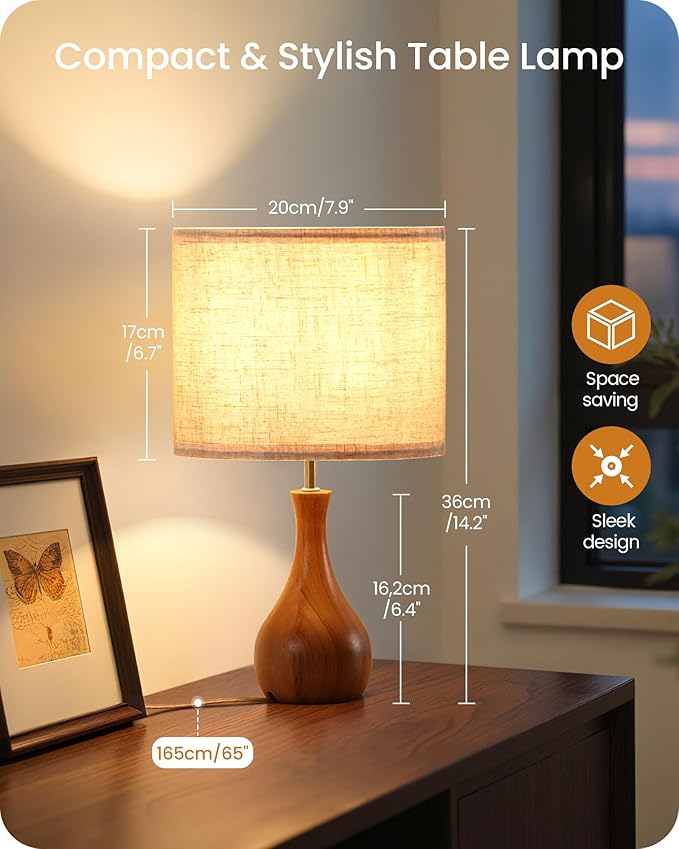 Small Table Lamp, 14.2" Cute Little Desk Lamp - Image 3