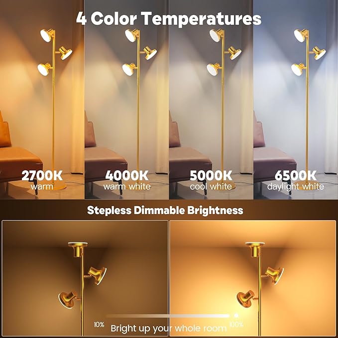 36W LED Tree Floor Lamp, Modern Dimmable Standing Lamp - Image 4