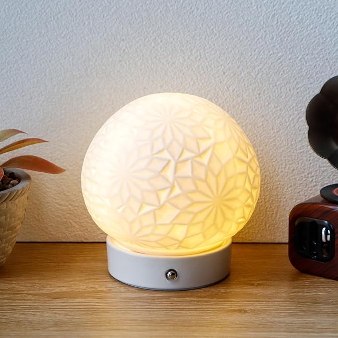 JHY DESIGN Ceramic Spherical Decorative lamp 6.5" H Rechargeable Table Lamp - Image 3