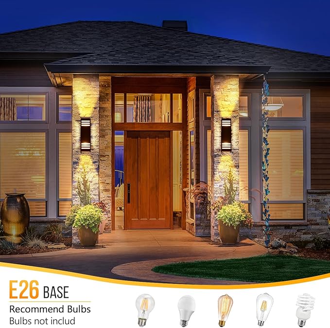wowlite Outdoor Wall Lights Dusk to Dawn 2 Pack, Modern Porch Lights Outdoor - Image 4