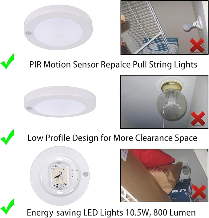 YoonLIT Flush Mount PIR Motion Sensor LED Ceiling Light, 6.2 Inch 10.5W 800 - Image 4