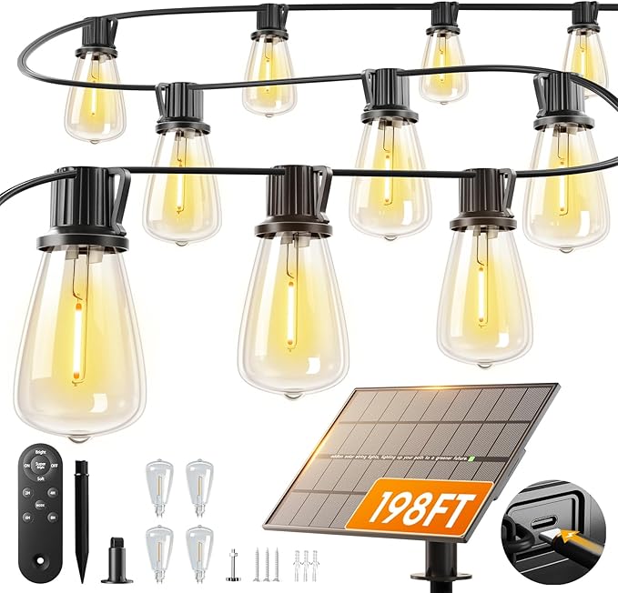 addlon 198FT Solar String Lights Outdoor by addlon