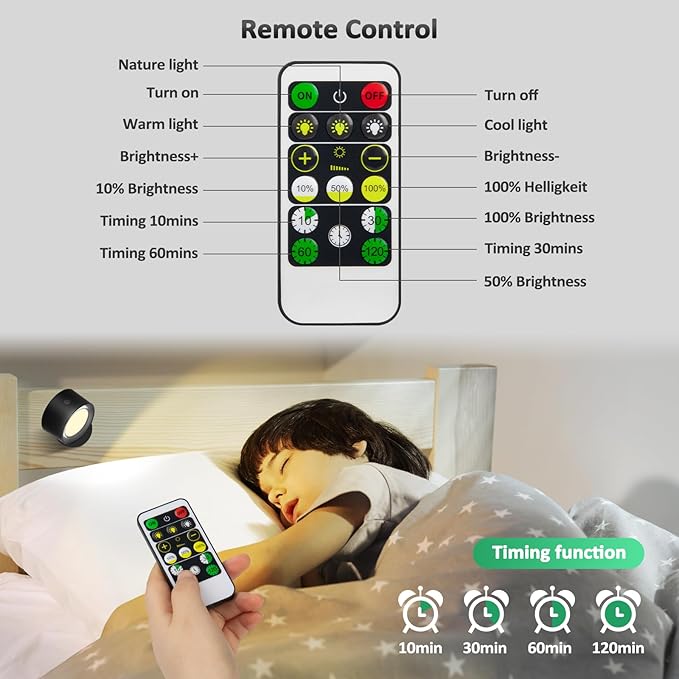 Lightbiz LED Wall Lights with Remote, Wall Mounted Sconces 3000mAh Rechargeable - Image 4