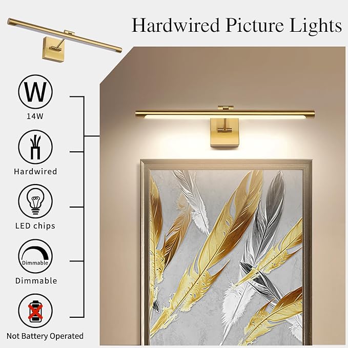 Joosenhouse LED Picture Light Fixtures Dimmable 24.4 Inches, Full Metal Artwork - Image 3