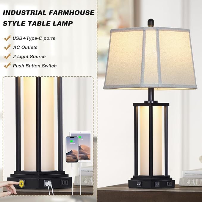 27" Tall Vintage Table Lamp Set of 2 - Image 6