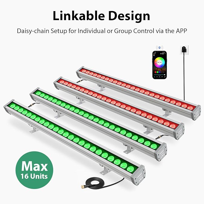 Smart LED Wall Washer Light, 168W RGB+CW Smart Bar Lights - Image 5
