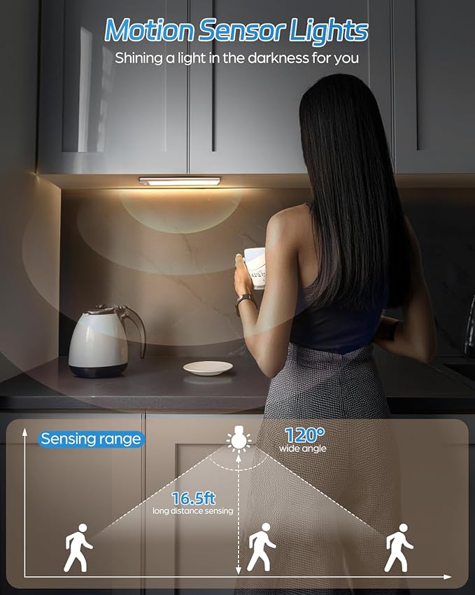 HIBOITEC Led Under Cabinet Lighting Motion Sensor Under Counter Light - Image 2