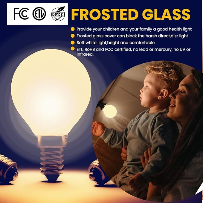 AMDTU E12 LED Bulb 2700K Warm White Dimmable Frosted Globe Edison Small Frosted - Image 3