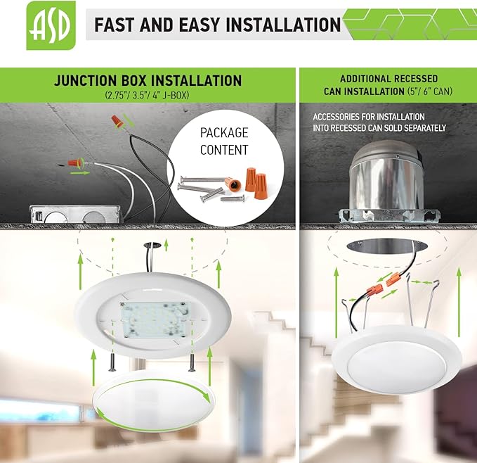 ASD 6 Inch LED Flush Mount Ceiling Light, Wet Rated Dimmable LED Disk Light - Image 5