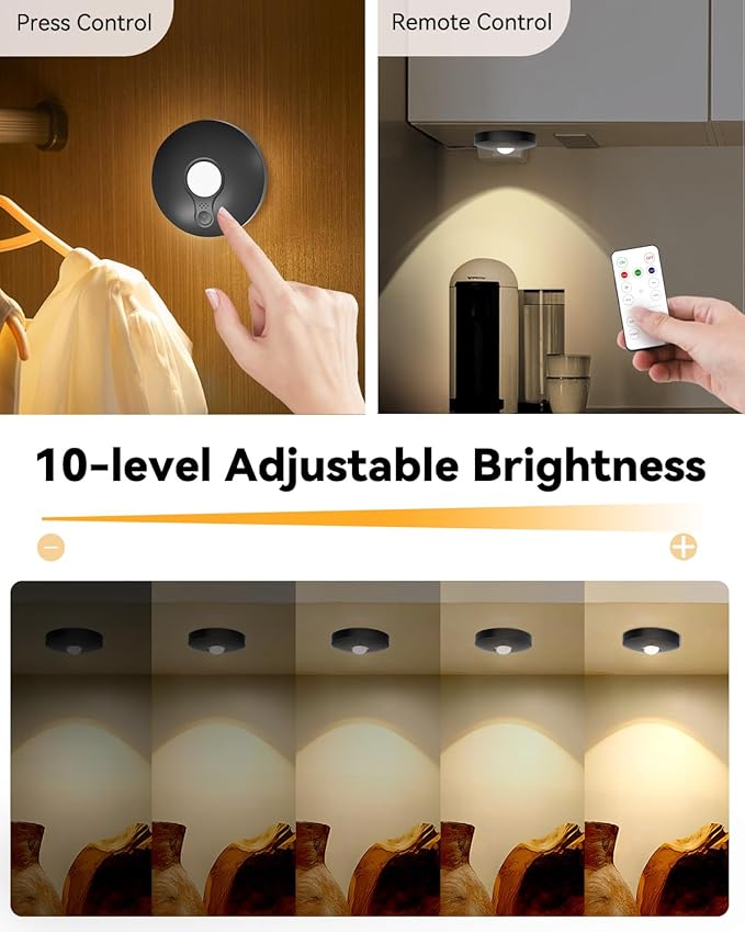Rechargeable Puck Lights With Remote Control, 1500mAh Battery Operated Tap - Image 3