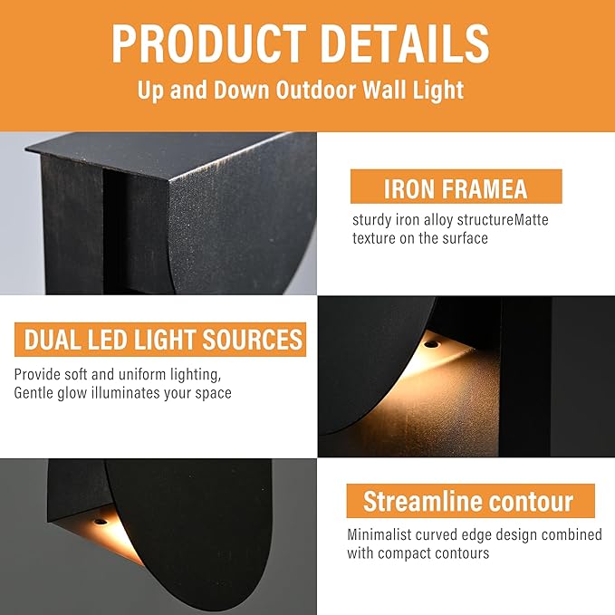 Alighting Modern Outdoor Wall Light 1 Pack, Dual LED Downward Wall Sconce 10W - Image 5