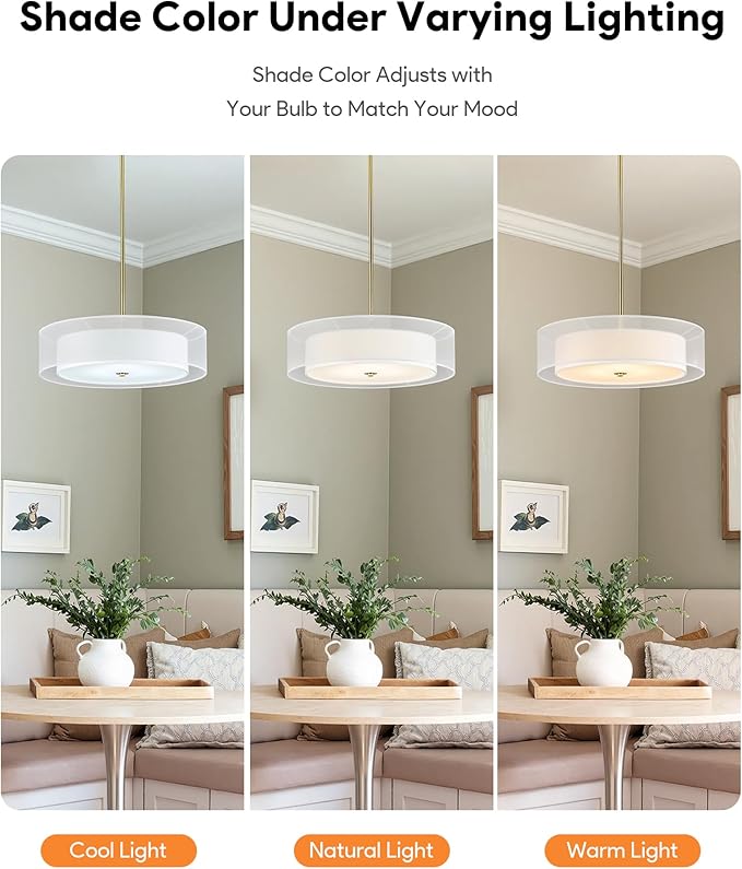 VONLUCE Drum Chandelier, Modern Ceiling Light Fixture - Image 2