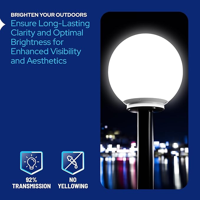 KastLite 16" White Acrylic Lamp Post Globe | Smooth Textured - Image 4