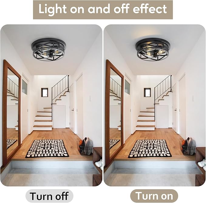 13 Inch Close to Ceiling Light Fixtures 2 Pack, 3-Lights Farmhouse Flush Mount - Image 6